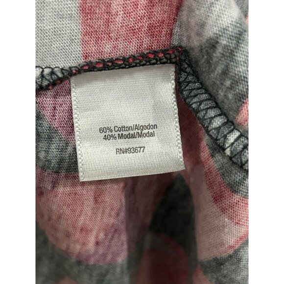 A.N.A A New Approach Geometric 3/4 Sleeve Top Red Black Sz 2X Scoop Neck Pleated - Picture 7 of 10